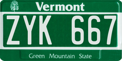 VT license plate ZYK667
