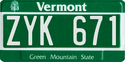 VT license plate ZYK671