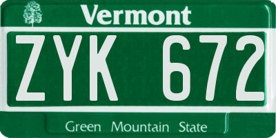 VT license plate ZYK672