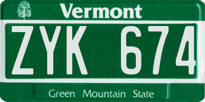 VT license plate ZYK674