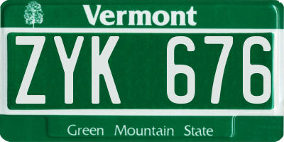 VT license plate ZYK676