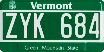 VT license plate ZYK684
