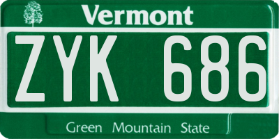 VT license plate ZYK686
