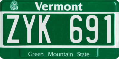 VT license plate ZYK691