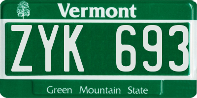VT license plate ZYK693