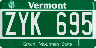 VT license plate ZYK695