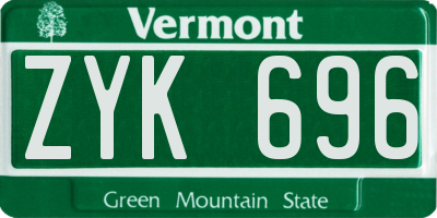 VT license plate ZYK696