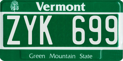 VT license plate ZYK699