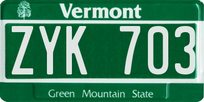 VT license plate ZYK703