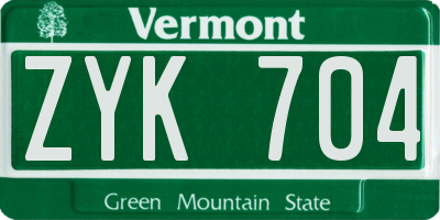 VT license plate ZYK704