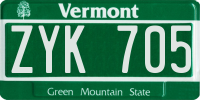 VT license plate ZYK705