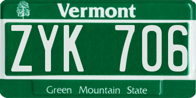 VT license plate ZYK706