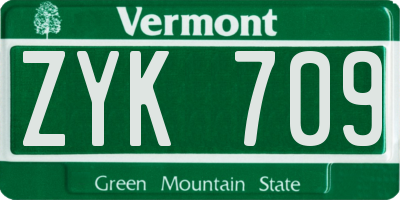 VT license plate ZYK709