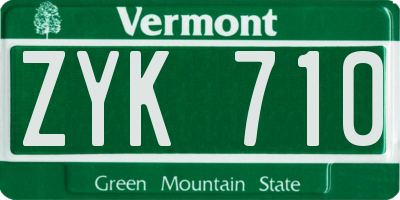 VT license plate ZYK710