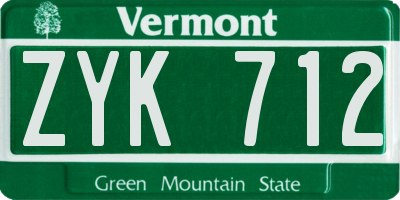 VT license plate ZYK712