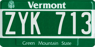 VT license plate ZYK713