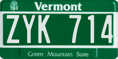 VT license plate ZYK714
