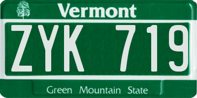 VT license plate ZYK719