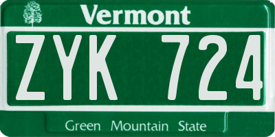 VT license plate ZYK724