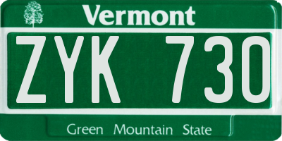 VT license plate ZYK730
