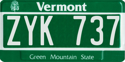 VT license plate ZYK737
