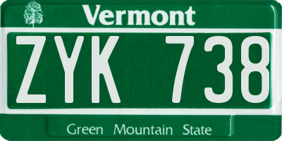 VT license plate ZYK738
