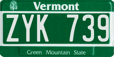 VT license plate ZYK739