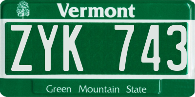 VT license plate ZYK743