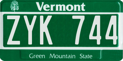 VT license plate ZYK744