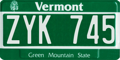 VT license plate ZYK745