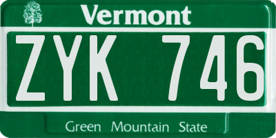 VT license plate ZYK746