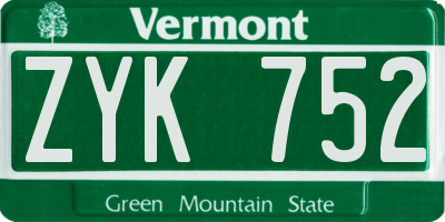VT license plate ZYK752
