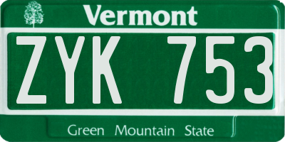 VT license plate ZYK753