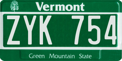 VT license plate ZYK754