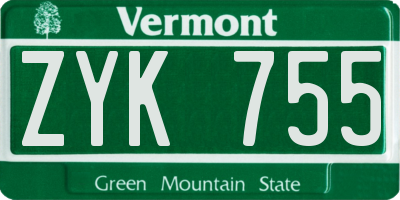 VT license plate ZYK755