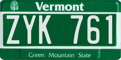 VT license plate ZYK761