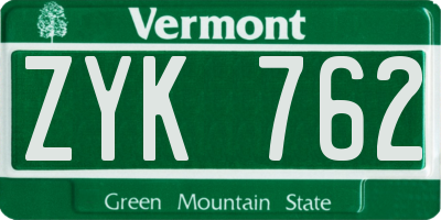 VT license plate ZYK762