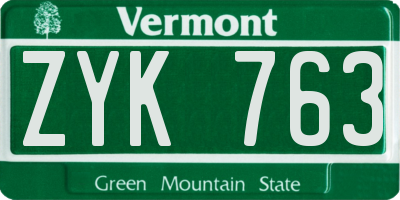 VT license plate ZYK763