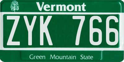 VT license plate ZYK766