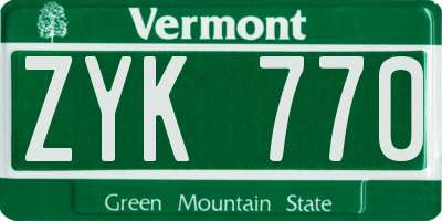VT license plate ZYK770