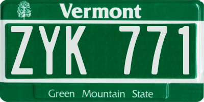 VT license plate ZYK771