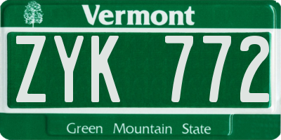 VT license plate ZYK772