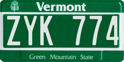 VT license plate ZYK774