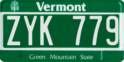 VT license plate ZYK779