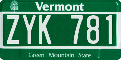 VT license plate ZYK781