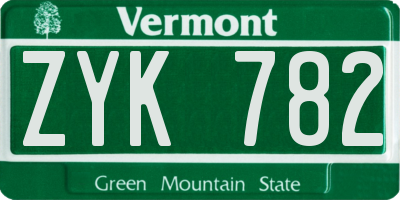 VT license plate ZYK782