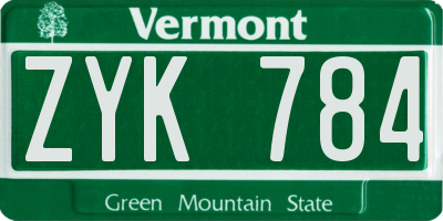 VT license plate ZYK784