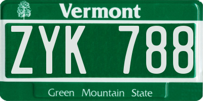 VT license plate ZYK788