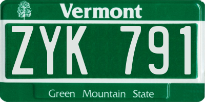 VT license plate ZYK791