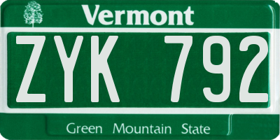 VT license plate ZYK792